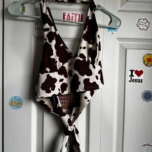 Altar'd State Cow Print Halter Top (matching set)